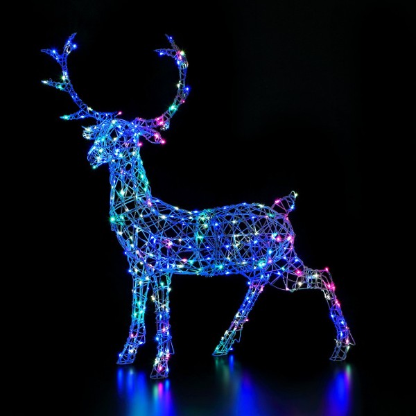 1.4m Colour Changeable White Wicker Stag