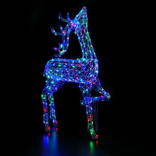 2m Colour Changeable White Wicker Stag