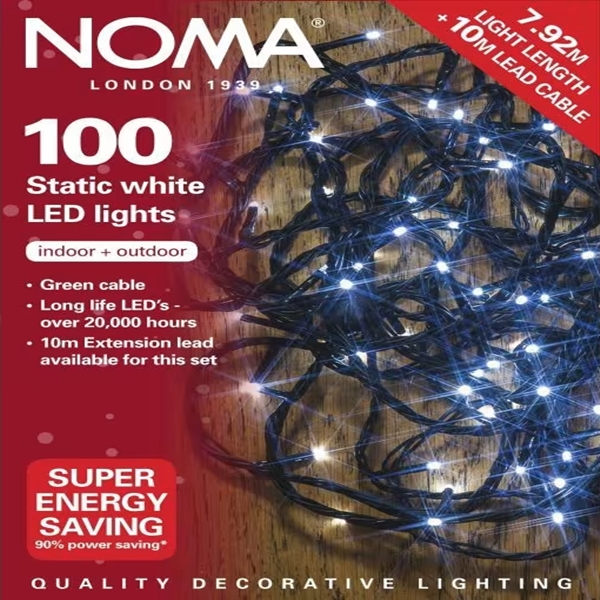 NOMA 100 LED 7.92m Static White Lights
