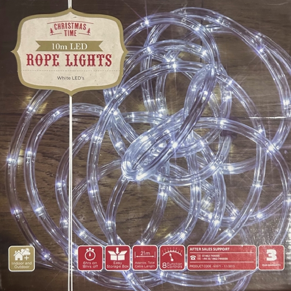 10m White LED rope lights