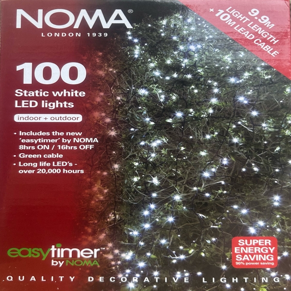NOMA 100 LED 9.9m Static White Lights