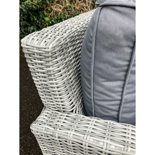 10 Seater Mixed Light Grey Rattan Corner Set with Firepit Table