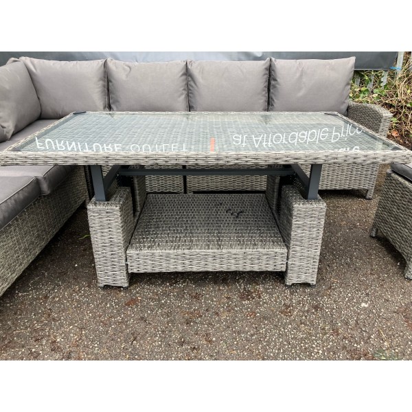 9 Seater Mixed Grey Rattan Corner Set with Adjustable Table