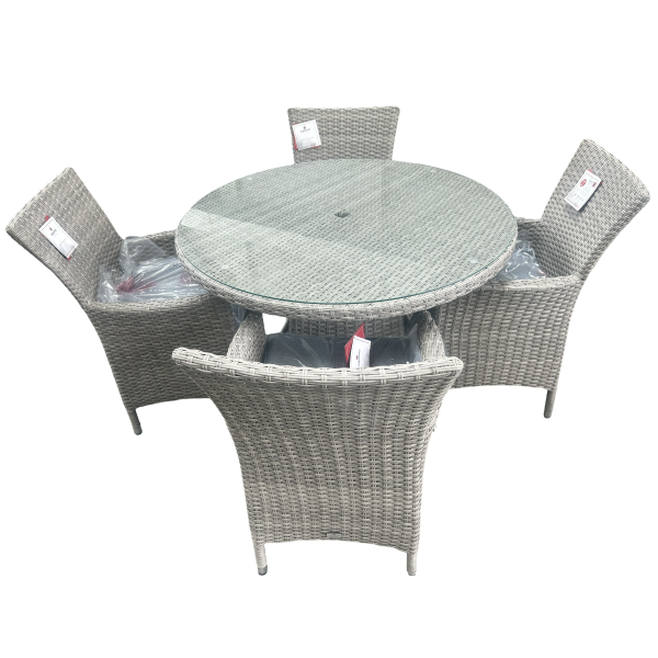 5 Piece Aluminium Slate Grey Rattan Dining Set