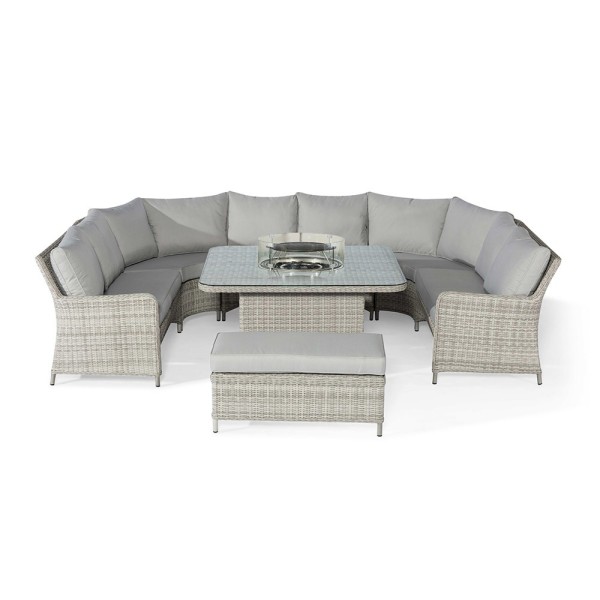 Maze Rattan Oxford Royal U-Shaped Sofa Set with Fire Pit