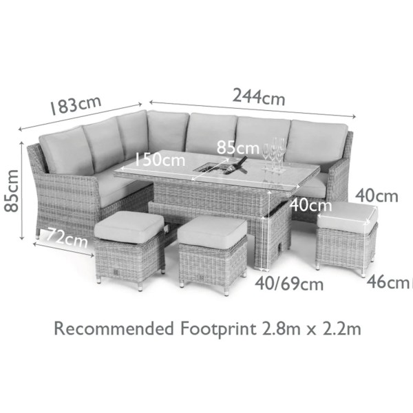 Maze Rattan Winchester Venice Corner Dining Set with Rising Table