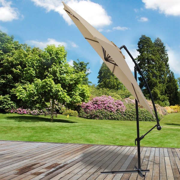 LG Outdoor Palm 3m Cantilever Parasol Cream Umbrella