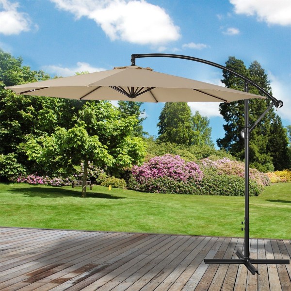 LG Outdoor Palm 3m Cantilever Parasol Cream Umbrella
