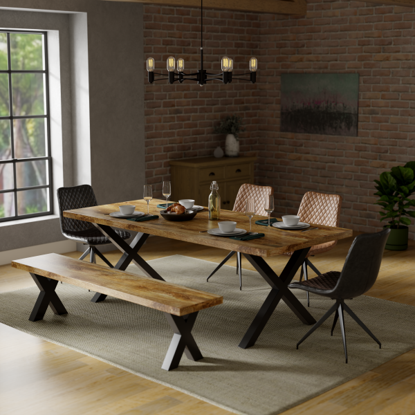 Mango 180cm Rectangular Dining Table with Cross Frame Legs