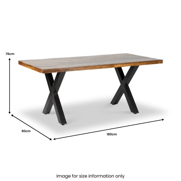 Mango 180cm Rectangular Dining Table with Cross Frame Legs