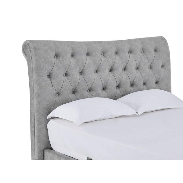 Oxford Double Silver Velvet Bed