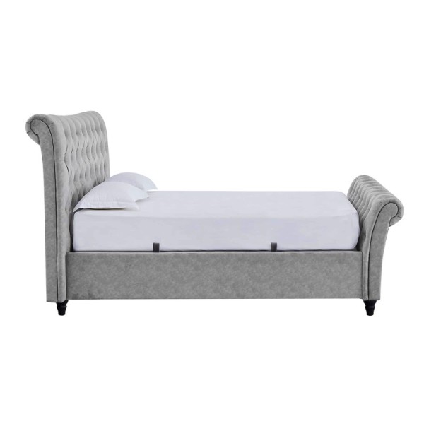 Oxford Double Silver Velvet Bed