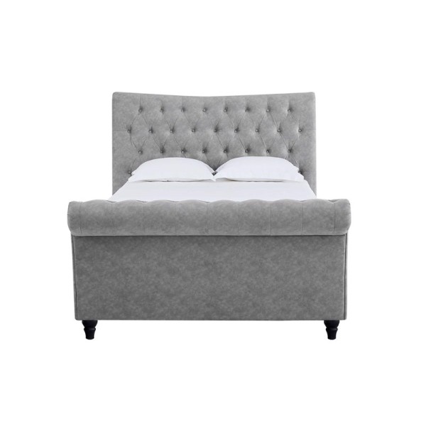 Oxford Double Silver Velvet Bed