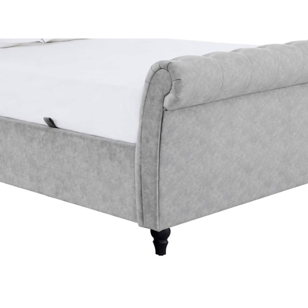 Oxford Double Silver Velvet Bed