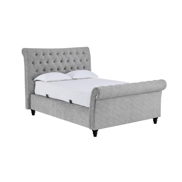 Oxford Double Silver Velvet Bed