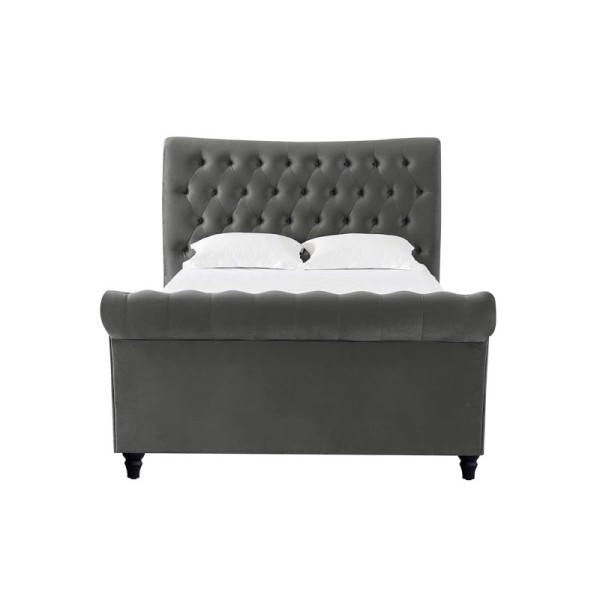 Oxford Double Smoke Velvet Bed