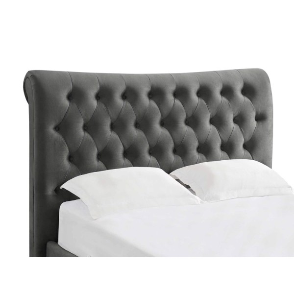 Oxford Double Smoke Velvet Bed