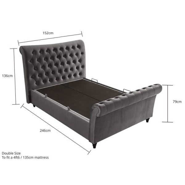 Oxford Double Smoke Velvet Bed