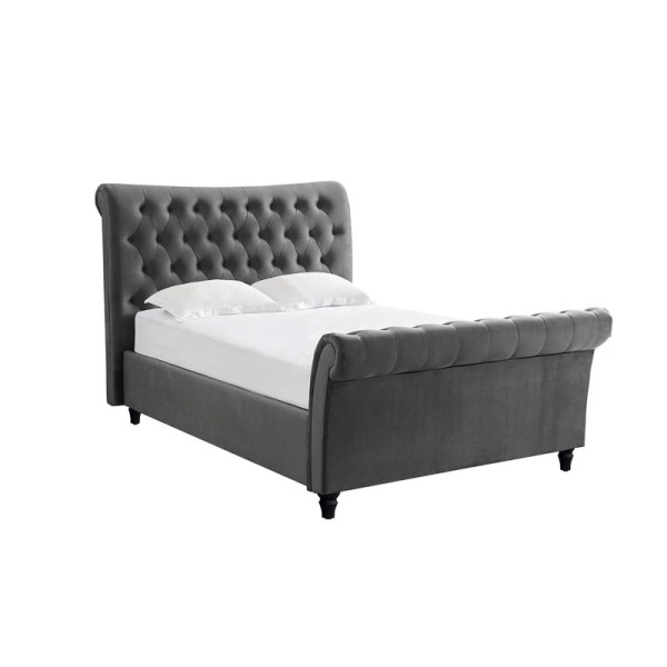 Oxford Double Smoke Velvet Bed