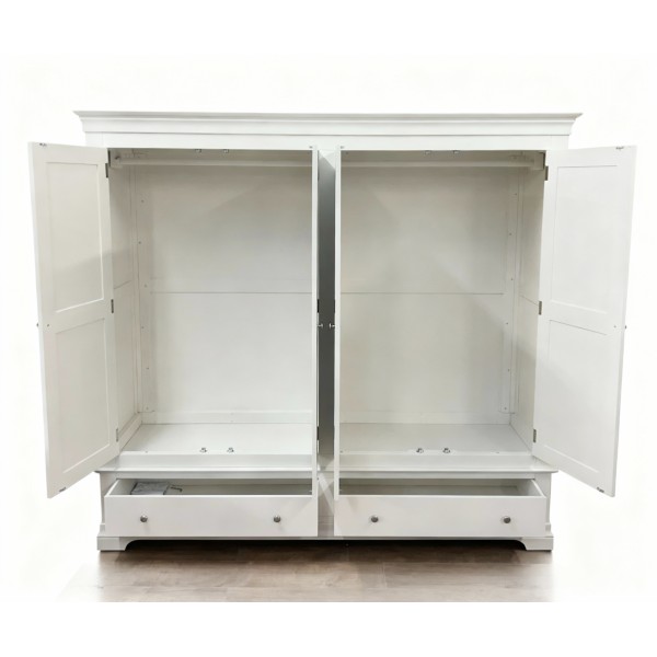 Province White 4 Door 2 Drawer Wardrobe