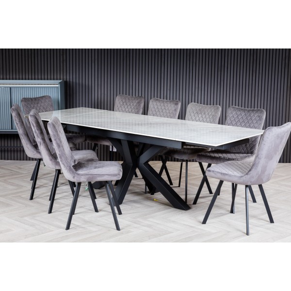 Muse White Ceramic 1.6m Extending Dining Table