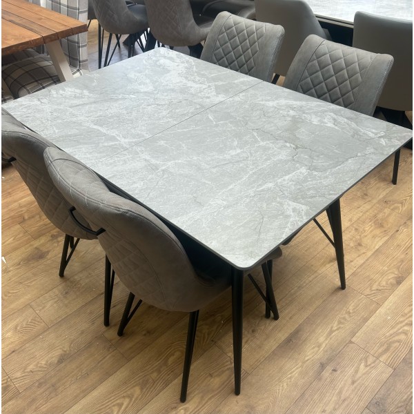 Medium Grey Sintered Stone (Ceramic) 1.3m Extending Dining Table