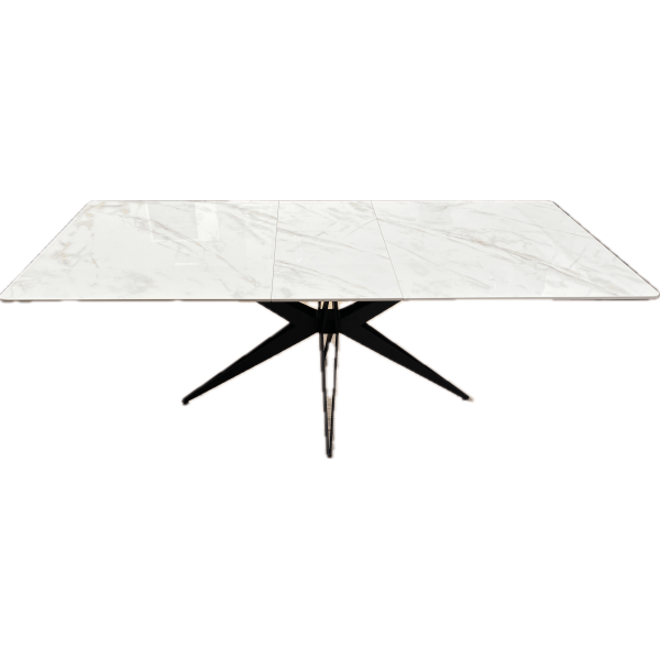 White and Gold 1.6m Ceramic extending dining table