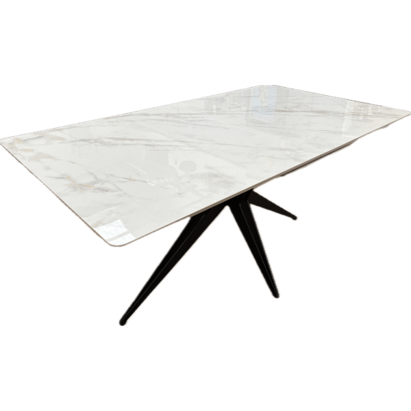 White and Gold 1.6m Ceramic extending dining table
