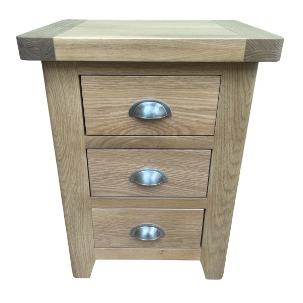 York Oak 3 Drawer Bedside