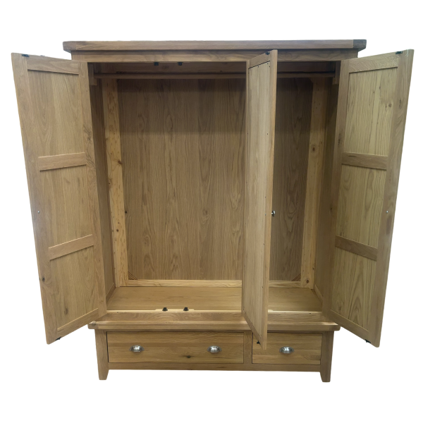 York Oak Triple Wardrobe